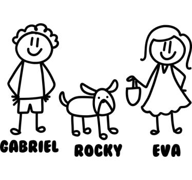 Sticker frigo couple heureux avec chien personnalisé - TenStickers