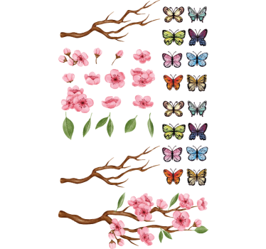 Sticker fenêtre branches et papillons - TenStickers