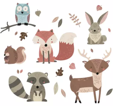 Sticker chambre enfant animaux de l’automne - TenStickers