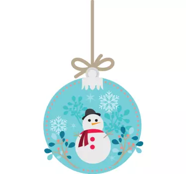 Sticker boule de noël bonhomme de neige - TenStickers