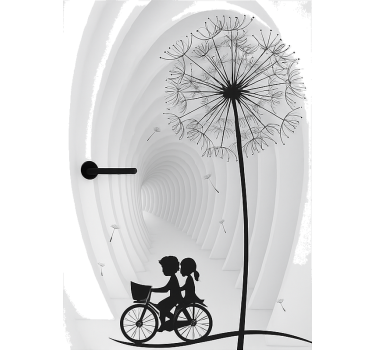Sticker porte pissenlit 3d et vélo - TenStickers