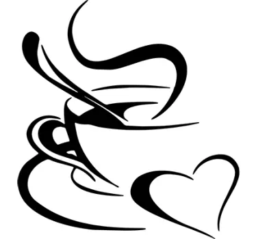 Sticker mural cuisine tasse de café cœur - TenStickers