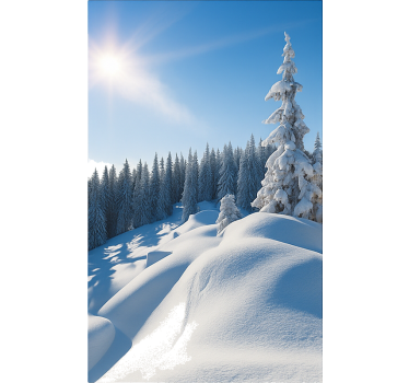 Sticker porte paysage de montagne enneigée - TenStickers