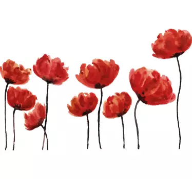 Sticker mural salon coquelicot aquarelle - TenStickers