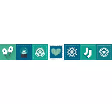 Sticker frise hiver vert et bleu - TenStickers