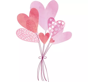 Sticker vitrine ballons cœurs - TenStickers