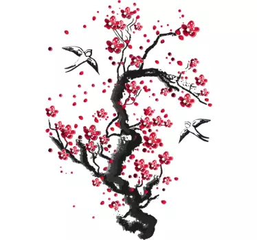 Sticker mural salon arbre fleur de cerisier - TenStickers