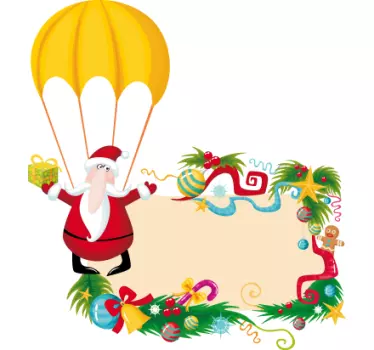 Sticker vitrine Noël Père Noël en parachute - TenStickers