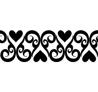 Sticker frise cœurs monocolore - TenStickers