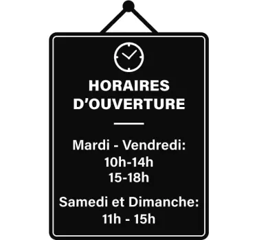 Autocollant vitrine personnalisé horaires magasin - TenStickers