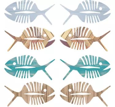 Stickers poissons texture bois - TenStickers