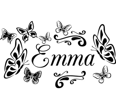Sticker mural chambre enfant papillons personnalisable - TenStickers