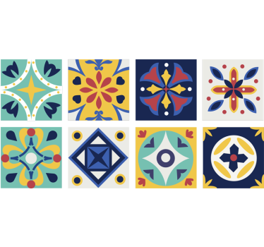 Sticker cuisine carrelage motifs multicolores - TenStickers