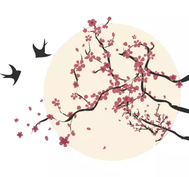 Sticker mural arbre et cerisier en fleur - TenStickers