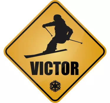 Sticker Maison Signal Ski avec Nom - TenStickers