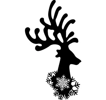 Sticker Entrée Cerf et Flocon de Neige - TenStickers