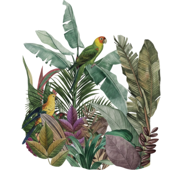 Sticker fenêtre perroquets tropicaux perchés - TenStickers
