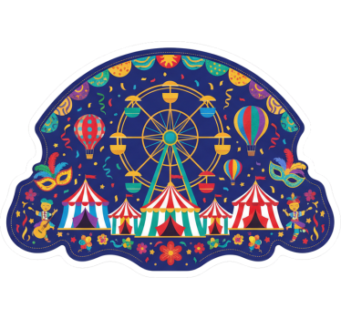 Sticker vitrine carnaval de cirque bleu - TenStickers