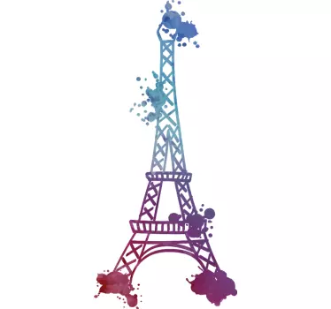 Sticker Paris Tour Eiffel aquarelle - TenStickers