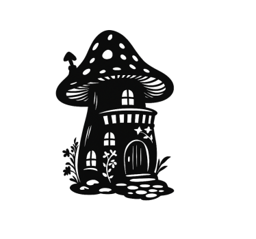 Sticker fenêtre maison champignon féerique - TenStickers
