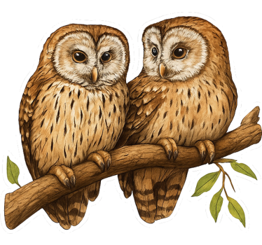 Sticker fenêtre hiboux perchés en forêt - TenStickers