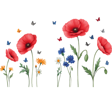 Sticker fenêtre coquelicot sauvage rouge - TenStickers