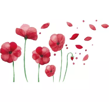 Sticker mural pour chambre coquelicots stylisés - TenStickers