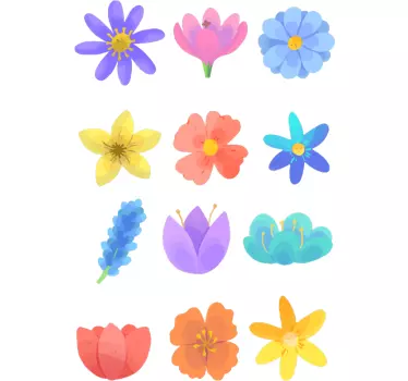 Sticker mural pack fleurs printanières - TenStickers