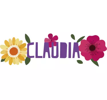 Autocollant vélo fleurs et prénom - TenStickers