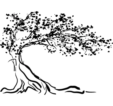 Sticker mural salon arbre minimaliste - TenStickers