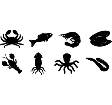 Autocollant vitrine silhouettes poissons monochrome - TenStickers