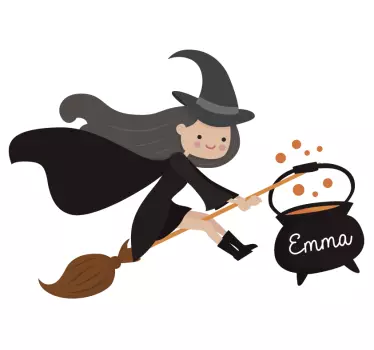 Sticker Chambre Enfant Sorcière Personnalisée - TenStickers