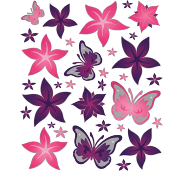 Autocollant vélo motifs floraux papillons roses - TenStickers