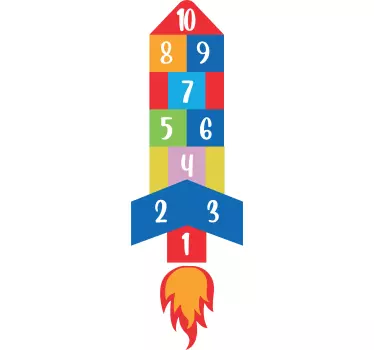 stickers muraux fusée marelle pour enfants - TenStickers