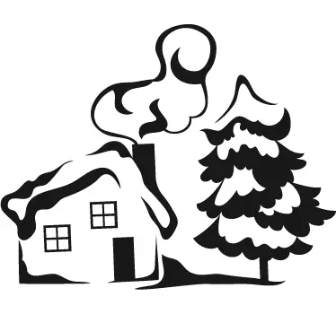 Sticker maison à cheminée - TenStickers