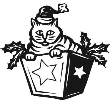 Autocollant chat cadeau Noël - TenStickers