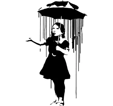 Sticker Maison Banksy Fille au parapluie - TenStickers