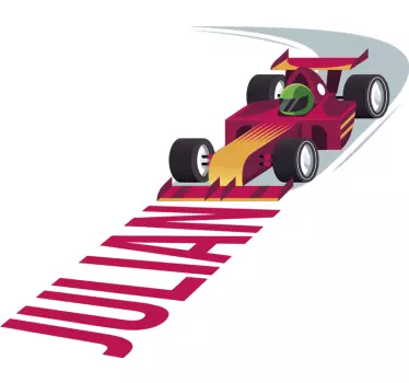 Sticker Chambre Enfant voiture de course prénom - TenStickers