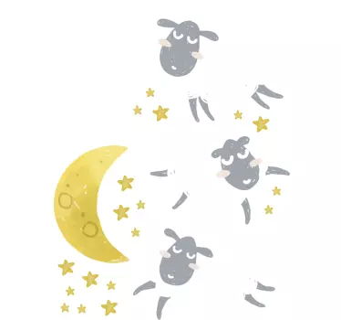 Sticker fenêtre lune et étoiles - TenStickers