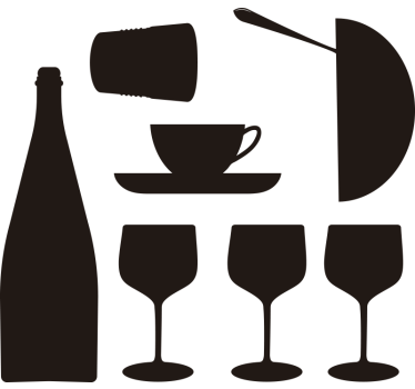 Sticker fênetre gastronomie silhouette verres simples - TenStickers