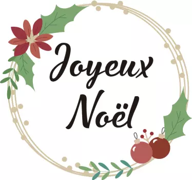 Sticker vitrine Noël biscuit houx festif simple - TenStickers