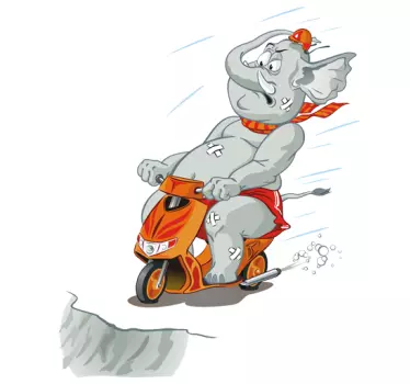 Sticker enfant éléphant sur moto - TenStickers