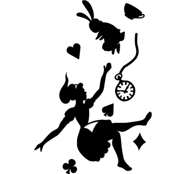 Sticker Mural Conte pour enfant aventures alice lapin blanc - TenStickers