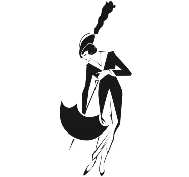 Sticker WC porte femme parapluie - TenStickers
