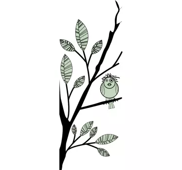 Sticker porte motif floral oiseau - TenStickers