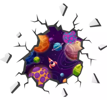 Sticker espace planètes effet 3D - TenStickers