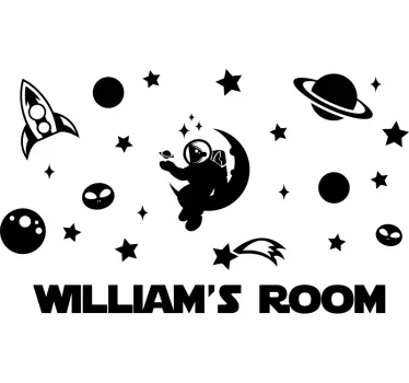 Sticker chambre enfant d'espace avec prénom - TenStickers