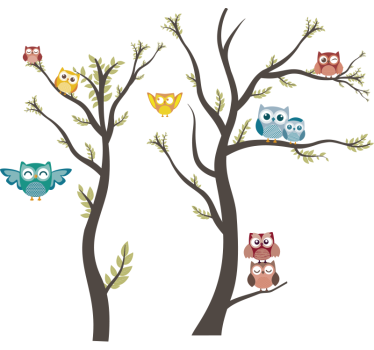 Hiboux tons pastel autocollant animal sauvage - TenStickers