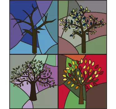 Sticker fenêtre vitrail saisons - TenStickers
