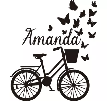 decoration murale printemps vélo avec nom papillon - TenStickers
